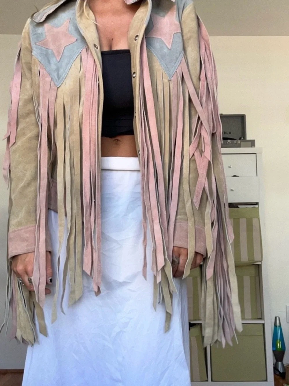 COACHELLA OR STAGECOACH!! Fringed Suede Star-Appliqué Jacket - Picture 4 of 6